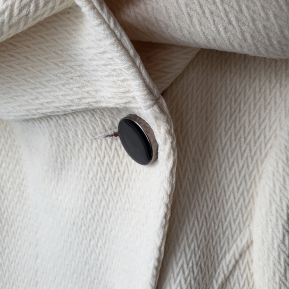 Soia & Kyo Knee length large collar button closure cream textured wool coat Sz M - Picture 7 of 16